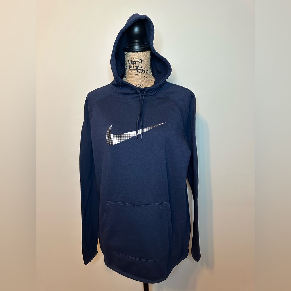 Nike Dri Fit Hoodie XL Blue w/ Yellow Center Swoosh Thumb Hole Kangaroo Pocket